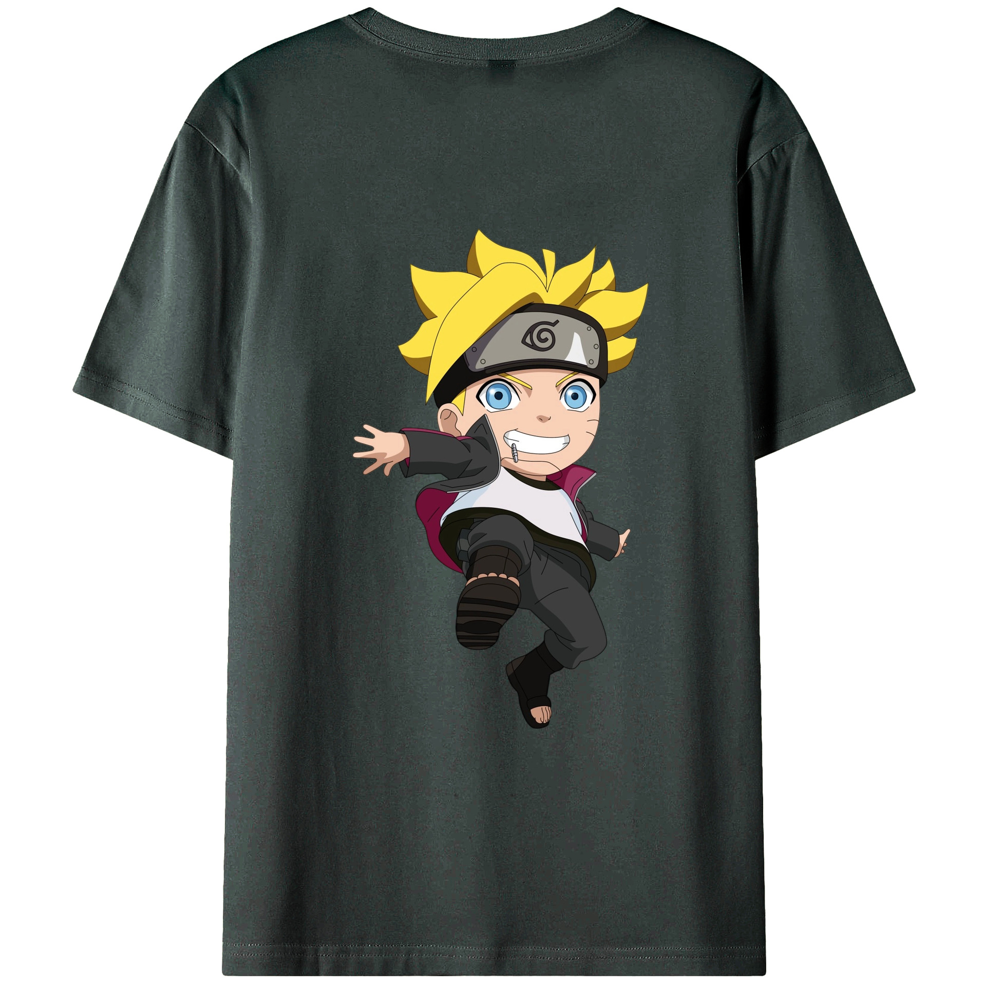 （画像用） NARUTO -ナルト- うずまき ボルト Uzumaki Boruto 綿100％ メンズ半袖Tシャツ（バックプリント） 通気性